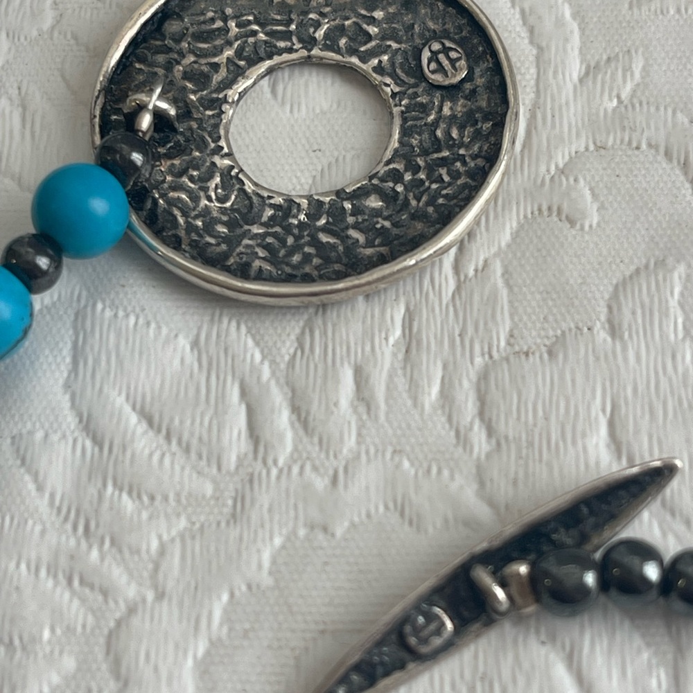 Vintage Persian Turquoise Graduated Bead Strand 22” Necklace Pendant Marked 96g - Picture 14 of 16